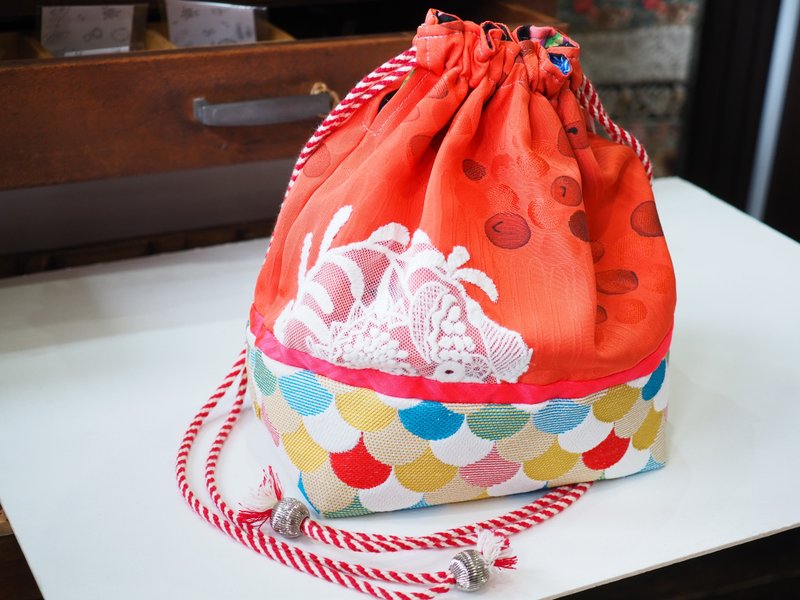 niko×AMBER 琥珀手作素材馆 独家限定 和服束口袋 - 其他 - 其他材质 红色