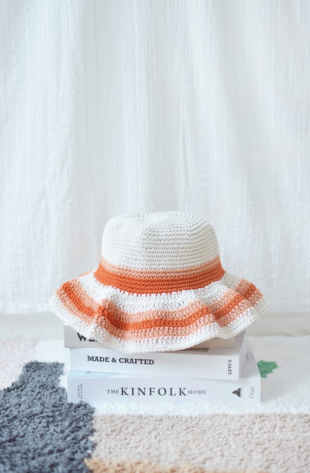 Orange tone ruffle hat - 帽子 - 棉 橘色