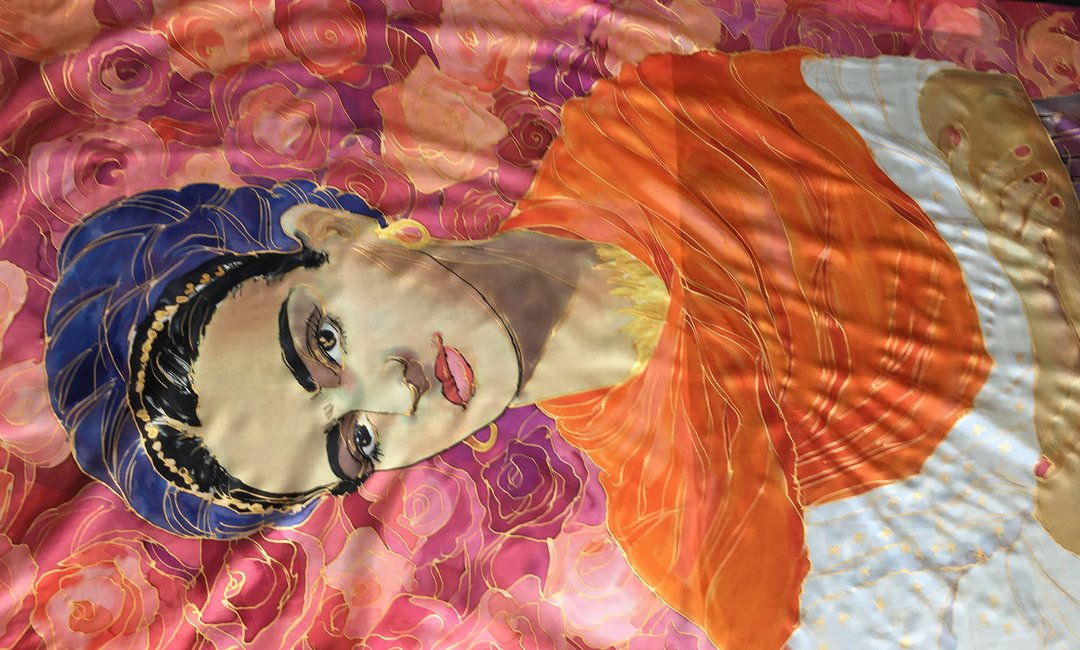Frida Kahlo带着红色围巾 - 丝巾 - 丝．绢 多色