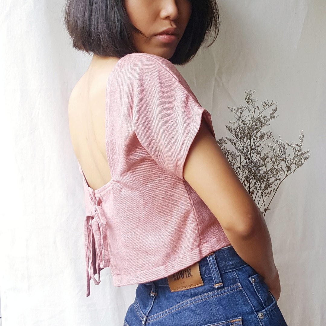practice 03 ... 100% handmade organic cotton and naturally-dyed - 女装 T 恤 - 棉 粉红色