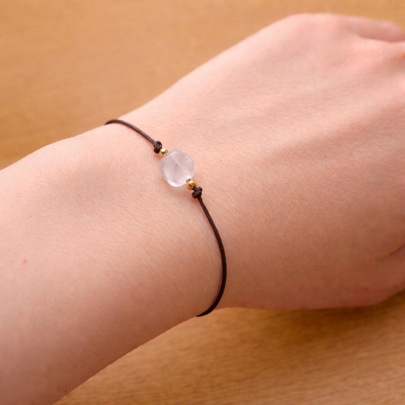 白水晶绳线手链，天然石可调式饰品，送给她的礼物 - 手链/手环 - 宝石 透明