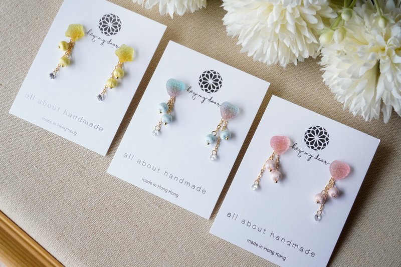 软糖-巻玉耳环 - 耳环/耳夹 - 绣线 多色