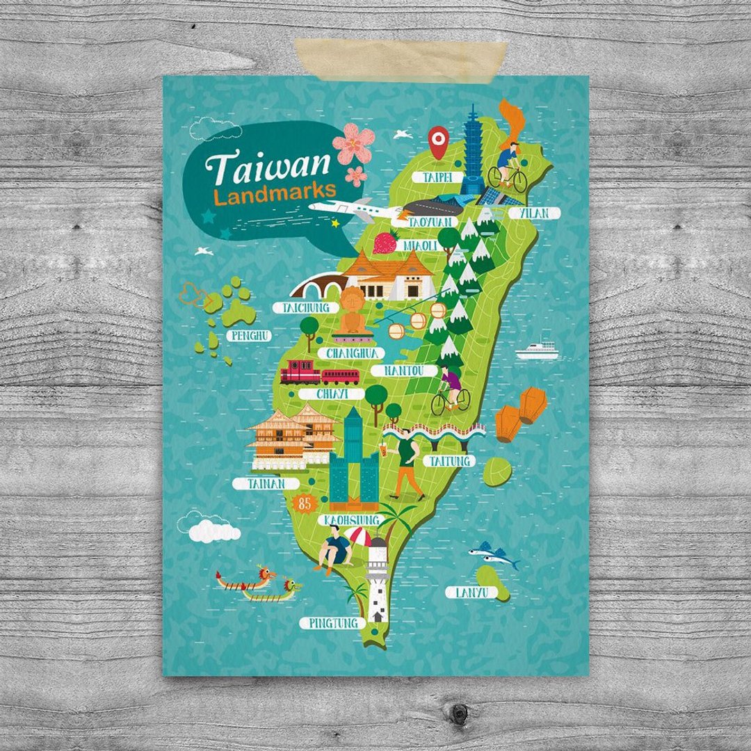 台湾意象 明信片 – 旅游台湾 A - 卡片/明信片 - 纸 白色