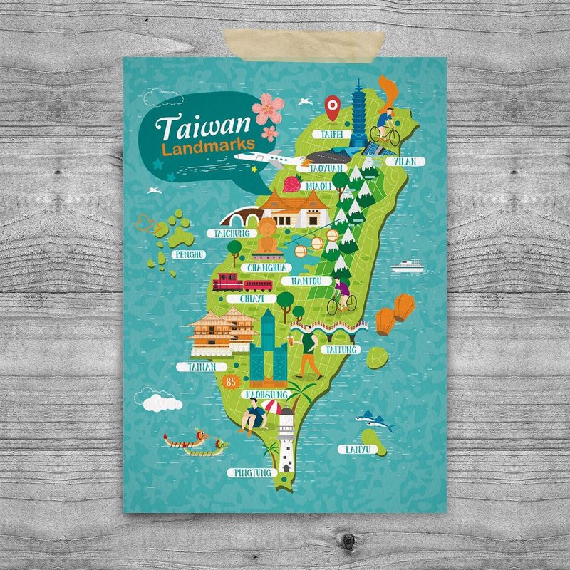 台湾意象 明信片 – 旅游台湾 A - 卡片/明信片 - 纸 白色