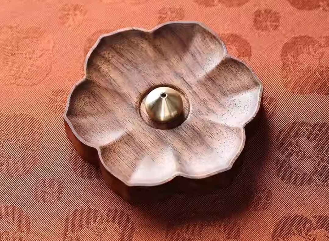 莲花香座、胡桃香座、木花造型香盘 - 香薰/精油/线香 - 木头 