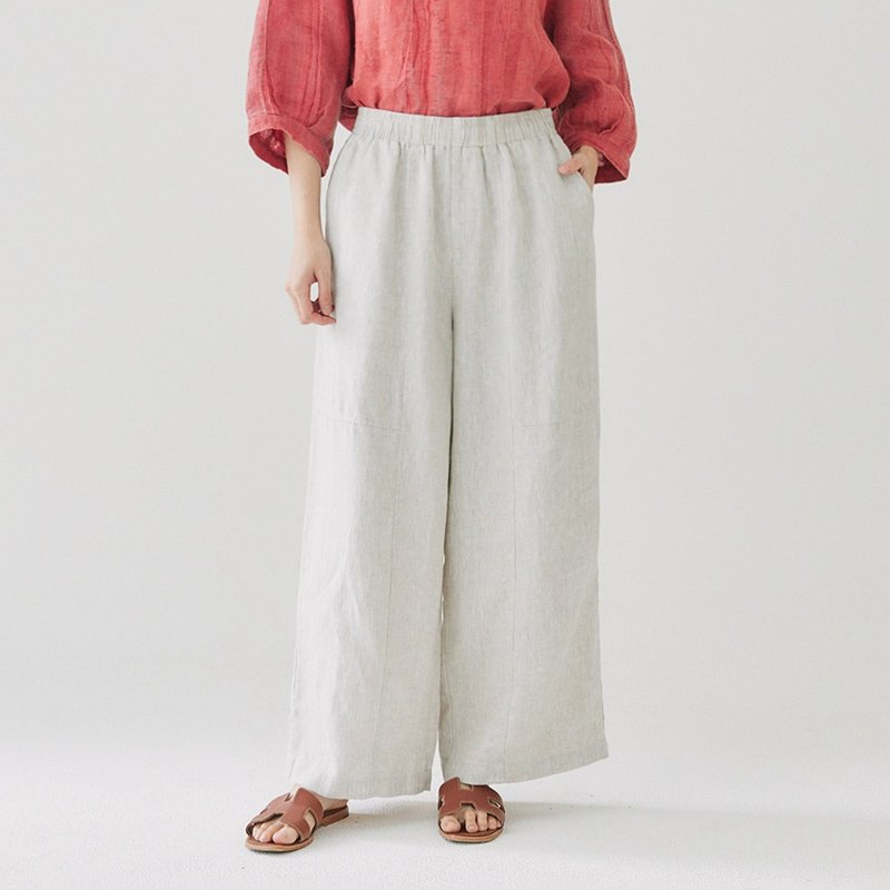 【Simply Yours】透气亚麻直筒宽裤 米白F - 女装长裤 - 棉．麻 白色