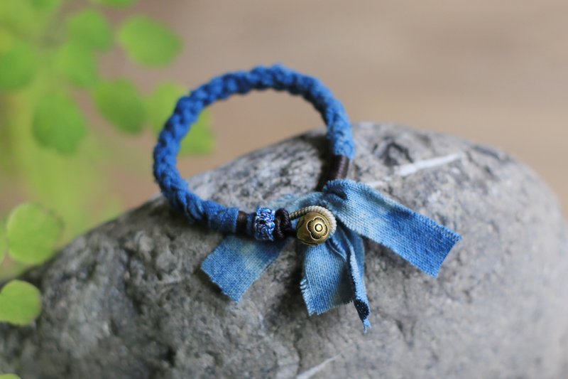 No.8-原創 & 植染物语 靛蓝 全手工手绳 | 个性 文艺 自然 - 手链/手环 - 棉．麻 蓝色