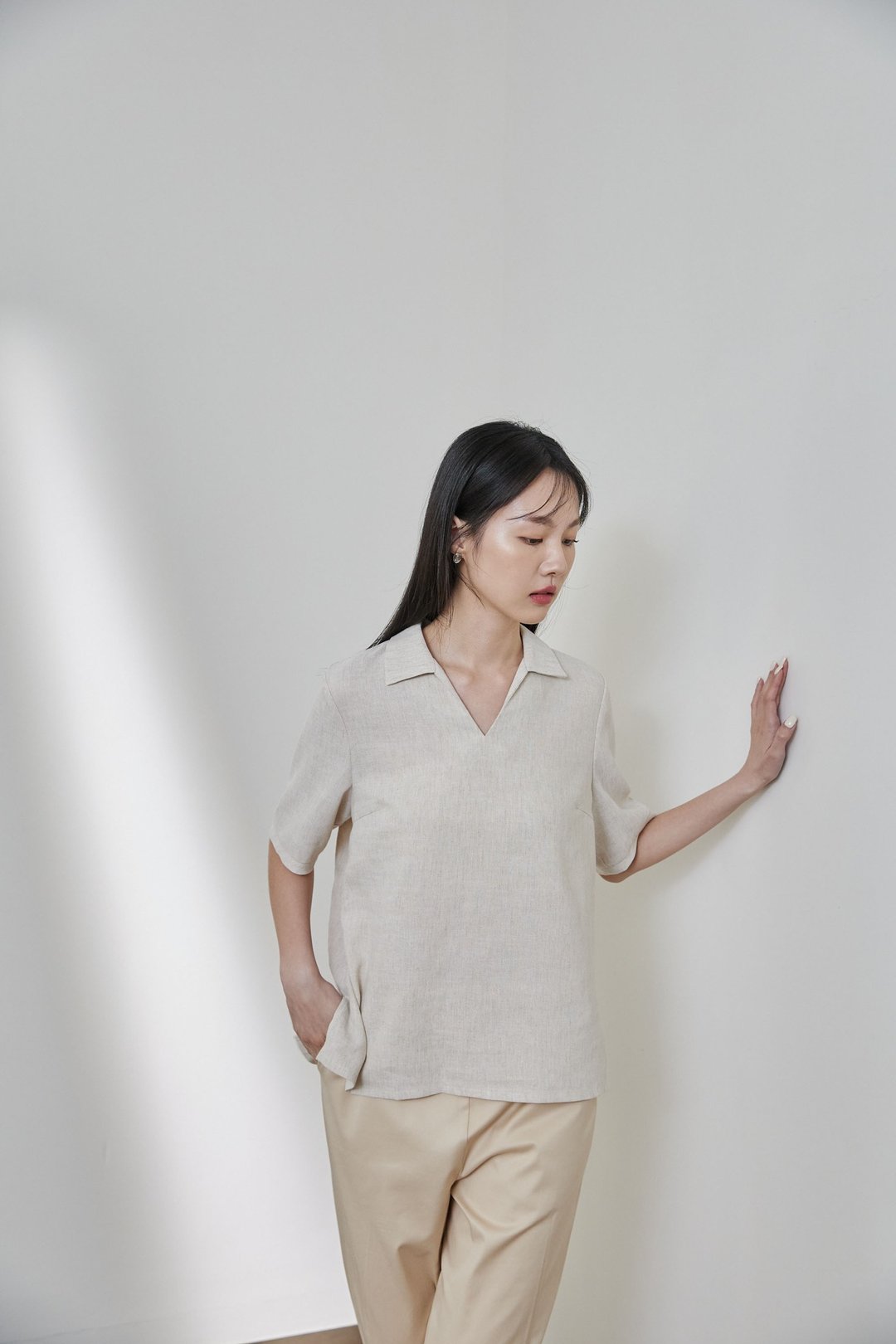 领航家V口上衣-水手 - 女装 T 恤 - 聚酯纤维 白色