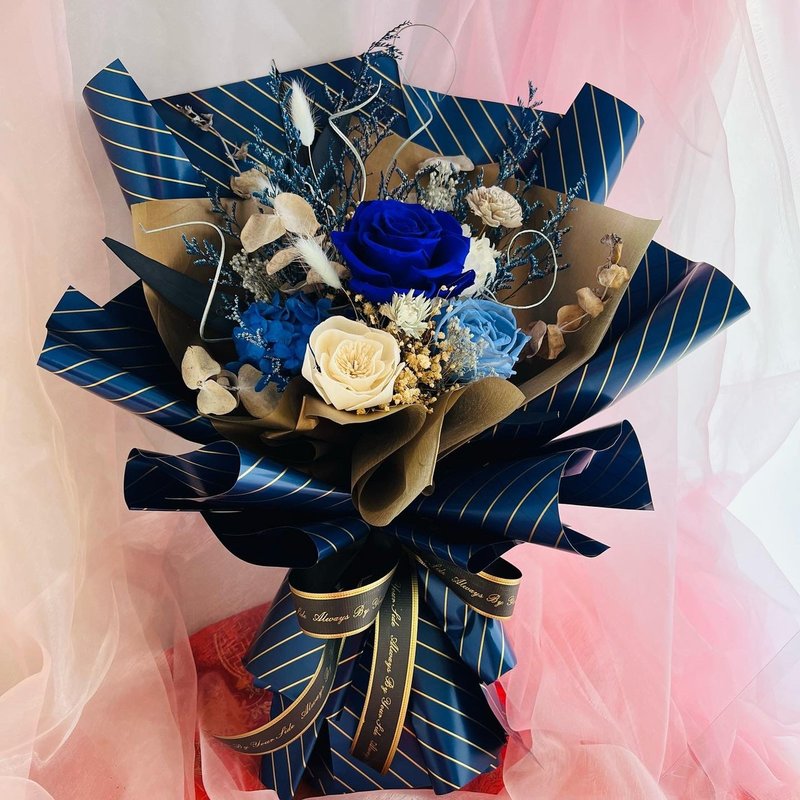 爱的依恋 尤加利独家 蓝色系 花束 手作 干燥花 永生花 不凋花 - 干燥花/捧花 - 植物．花 蓝色