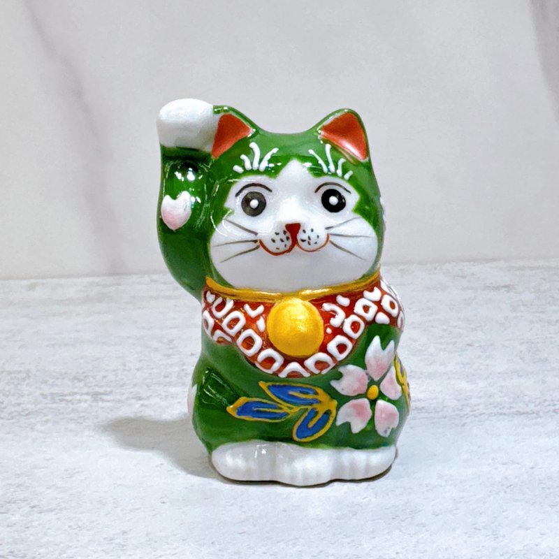 【绿耀迎财】日本九谷烧招财猫 | 绿盛 2号 - 摆饰 - 瓷 绿色