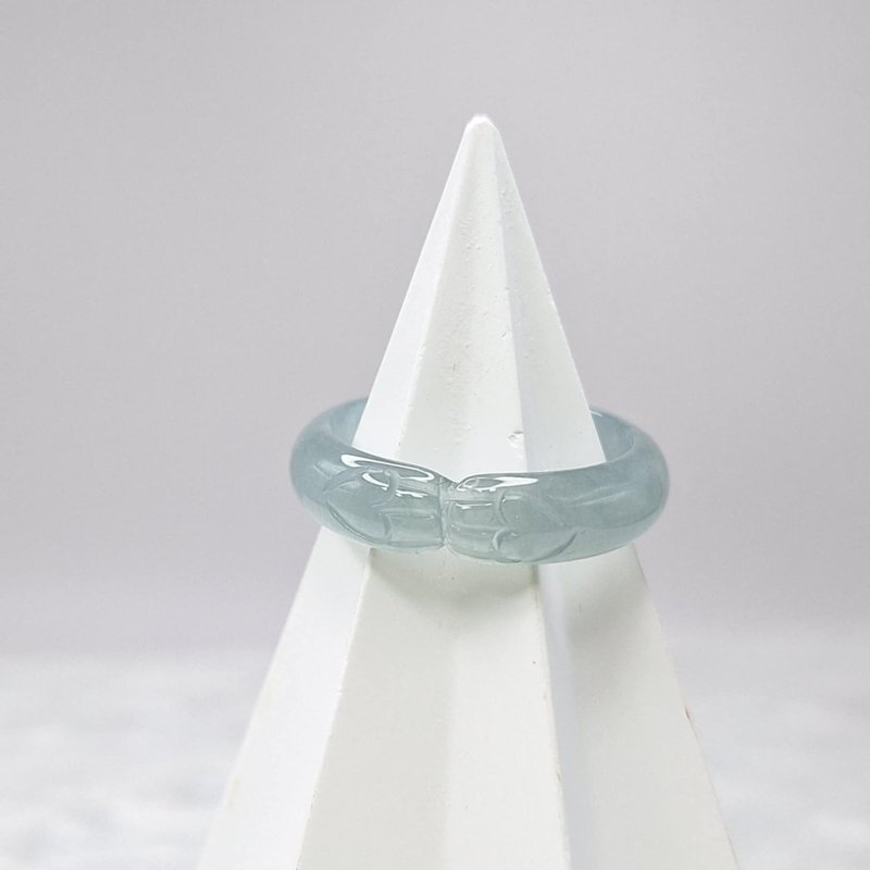 危料蓝水爱心猫掌 戒指 玉戒 国际围14 内径18.2 | 天然A货翡翠 - 戒指 - 玉石 