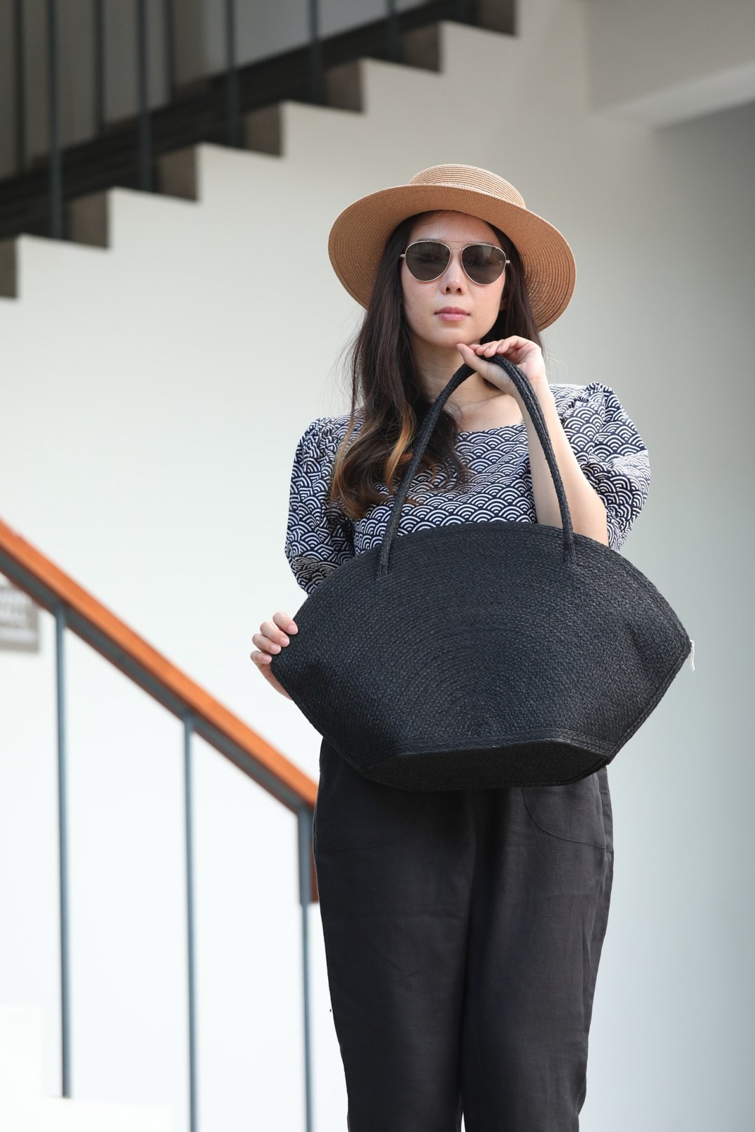 Sisal Bag Olivia Black - 手提包/手提袋 - 其他材质 黑色