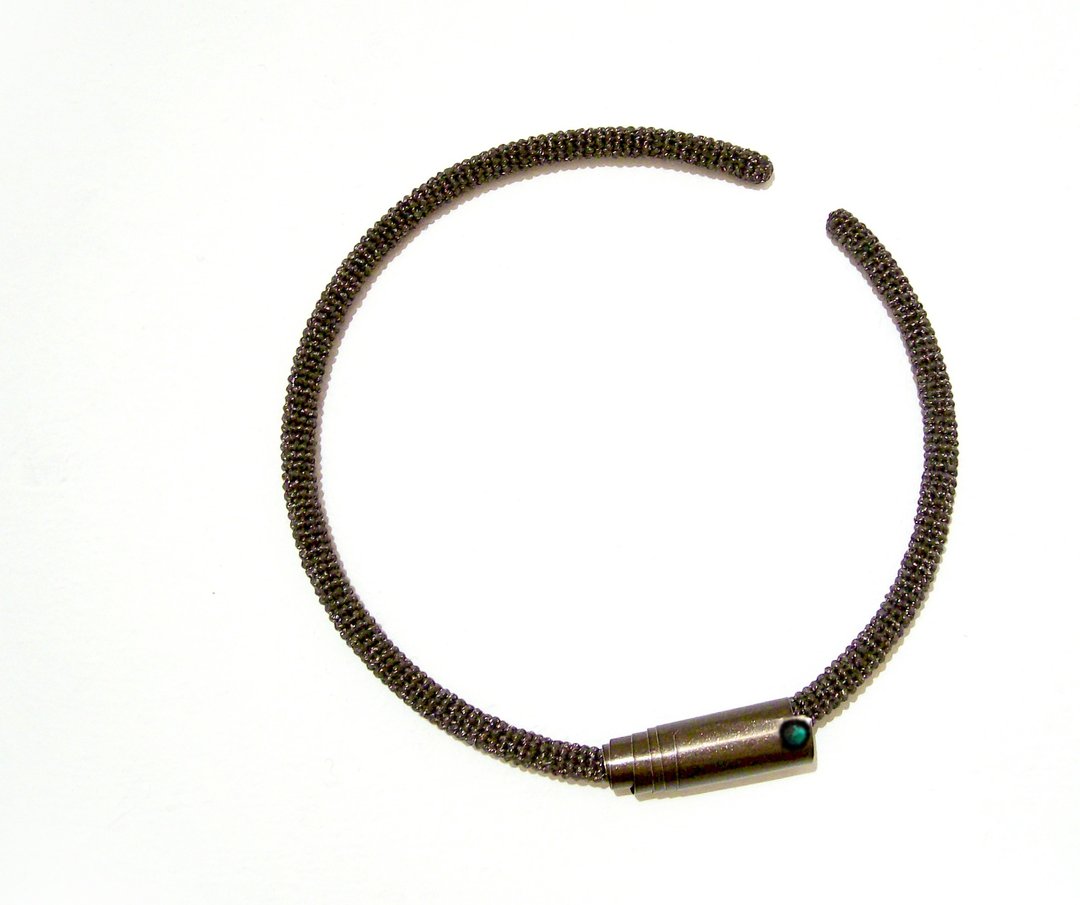 Minimalist Choker Necklace Smoky Brown Open Cuff - 项链 - 绣线 咖啡色