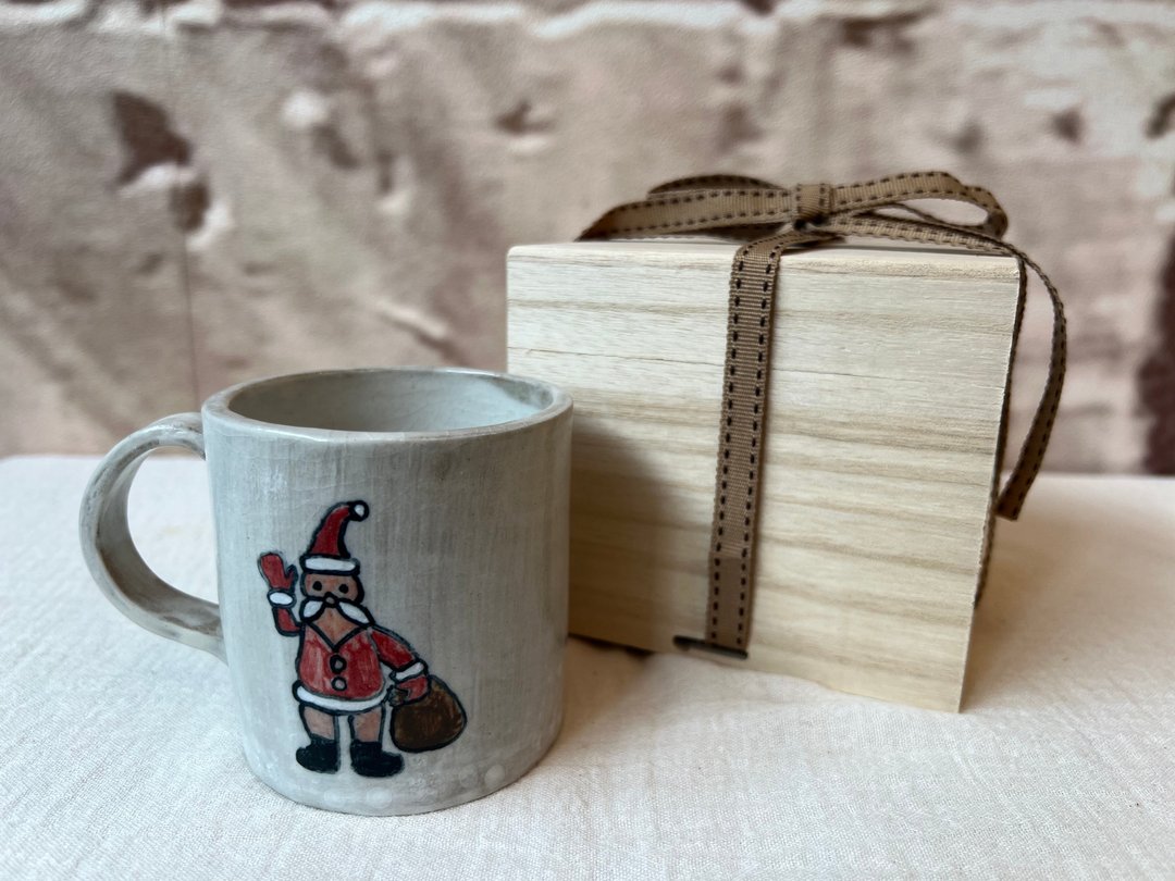 手作粉引马克杯 圣诞雪人 230ml 咖啡杯 茶杯 陶杯 - 咖啡杯/马克杯 - 陶 白色
