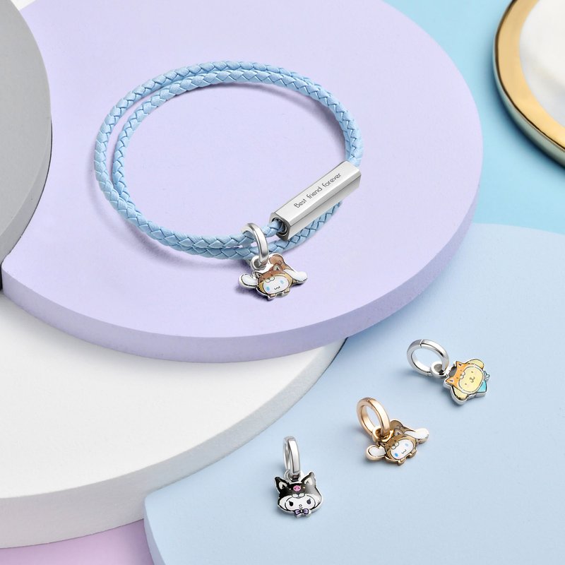 Sanrio characters特别版 定制化刻字 编织皮革手环 (7色) - 手链/手环 - 真皮 粉红色