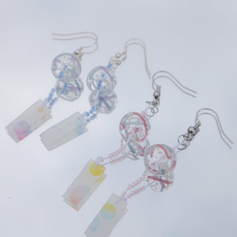 【风铃系列】日系手绘风铃耳环 - 耳环/耳夹 - 树脂 多色