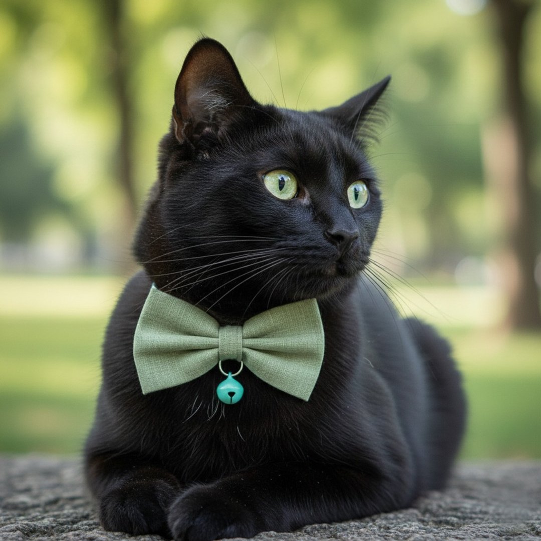 草绿色 蝴蝶结宠物装饰项圈 猫咪 小型犬 迷你犬 - 项圈/牵绳 - 棉 绿色