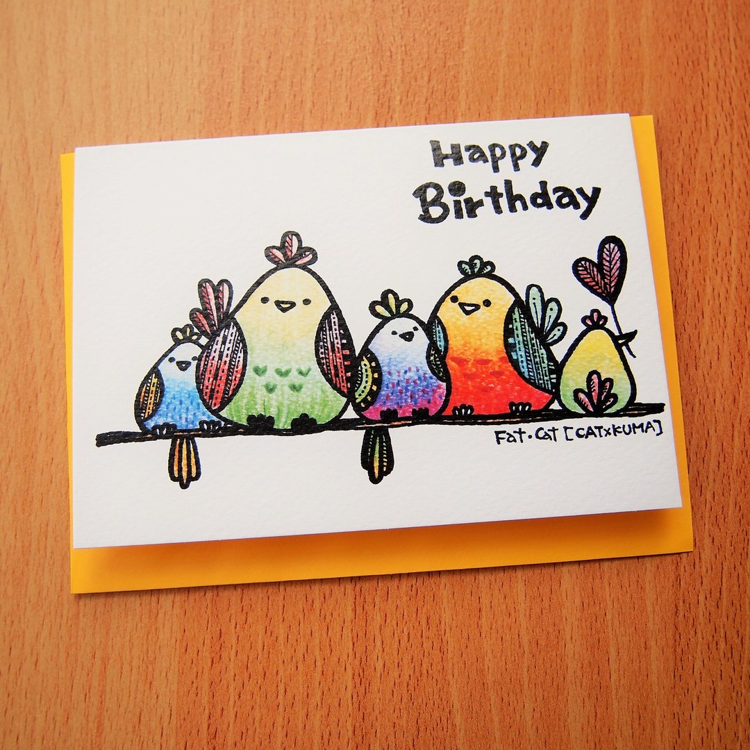 生日卡片 - 祝你生日快乐啾~ - 卡片/明信片 - 纸 多色