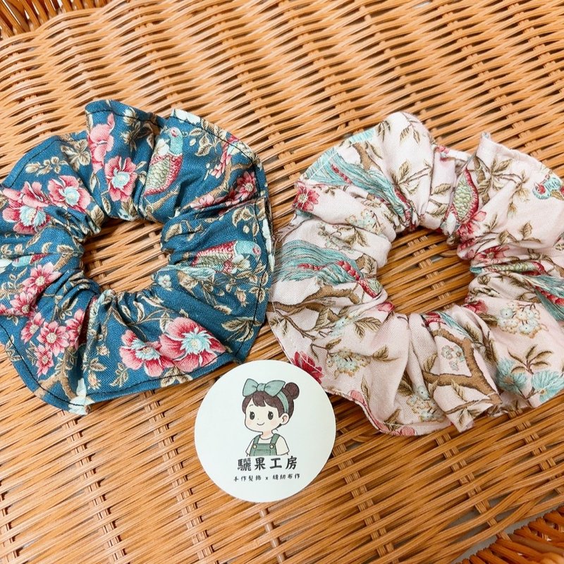 锦羽 | 中国风 | 大肠圈 - 发饰 - 棉．麻 粉红色