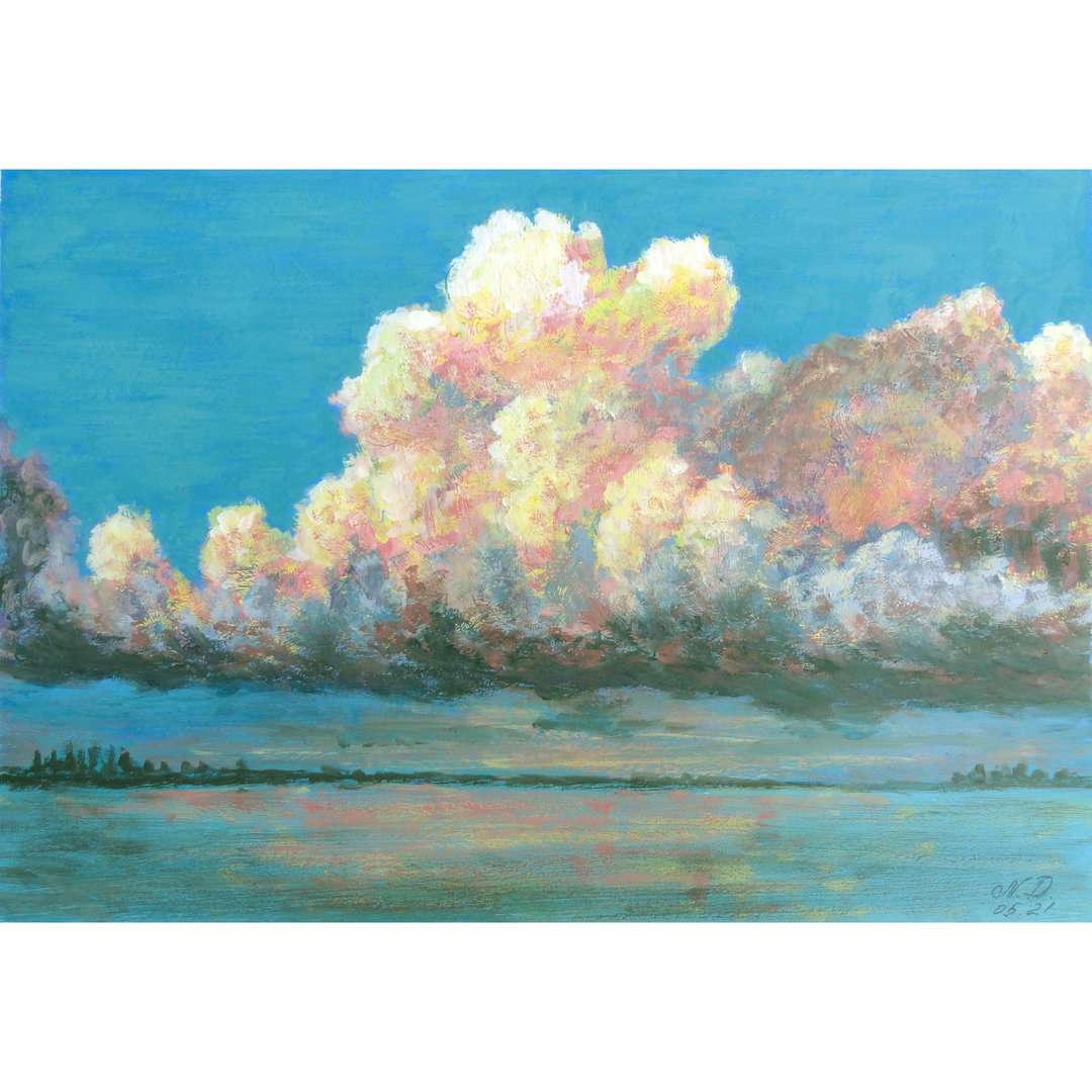 风雨如磐的天空绘画原创艺术洛杉矶云艺术水粉画 - 海报/装饰画/版画 - 纸 多色