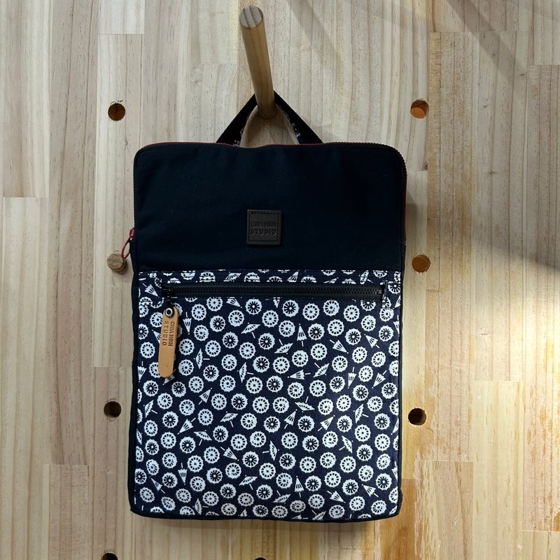 13-14寸笔电收纳包 日式伞花款  黑白简易包  手提电脑包 - 电脑包 - 棉．麻 