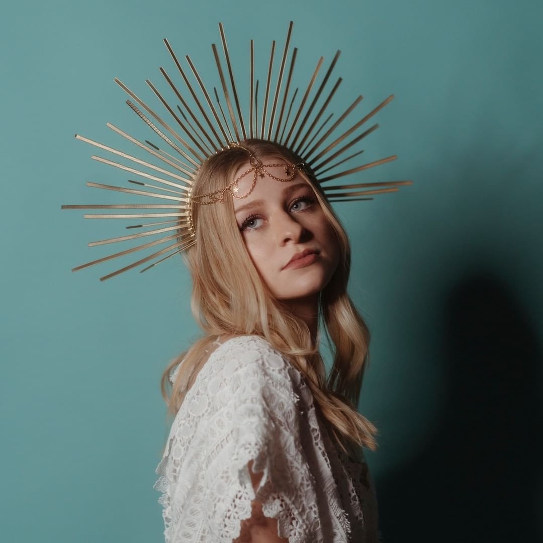 Star halo crown Gold Sunburst goddess headpiece Celestial wedding bridal tiara - 发饰 - 其他材质 金色