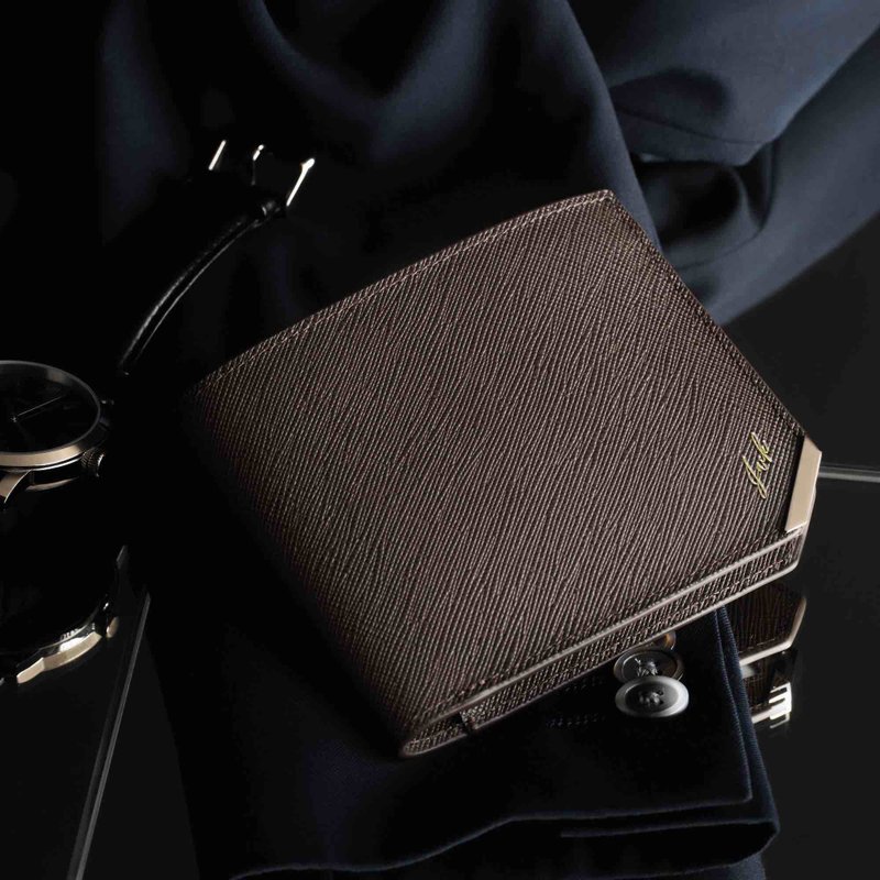 Affilato Edge 皮革短夹 (3色)【情人节礼盒】【定制化礼物】 - 皮夹/钱包 - 真皮 咖啡色