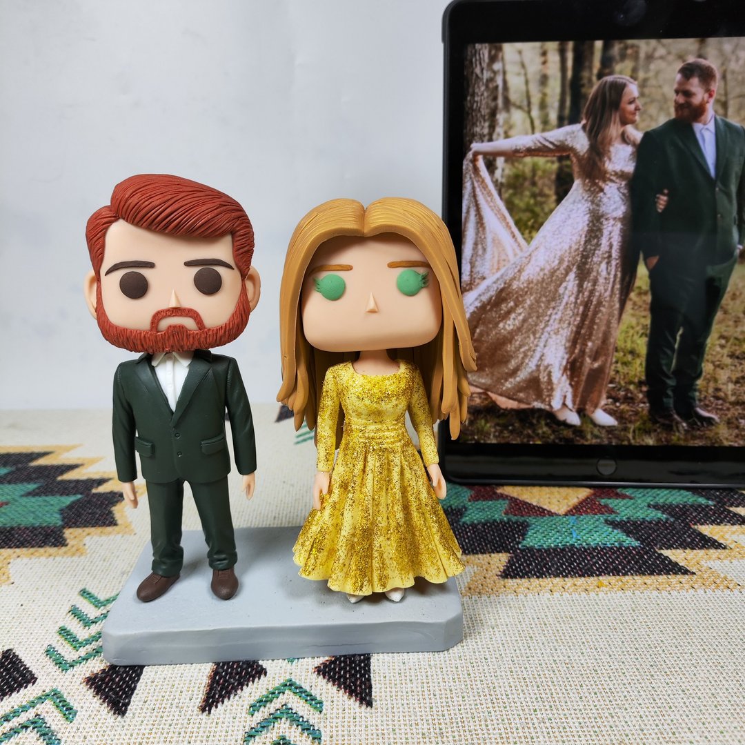 纯手工定制美国Funko Pop 自画像公仔情侣父母夫妻结婚周年礼物 - 玩偶/公仔 - 粘土 多色