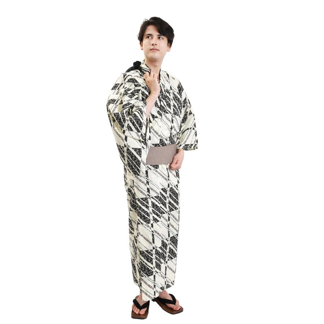日本 和服 男士 绵 浴衣 腰封 2 件 套组 S M L Z32-14C - 其他 - 棉．麻 蓝色