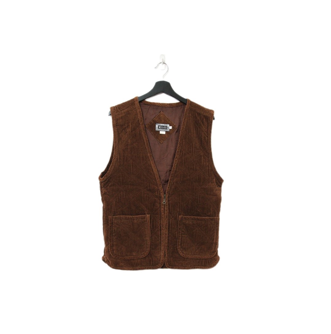 Back to Green-复古毛料背心 栗子色灯芯绒 v-04/sweater vest - 女装背心 - 棉 