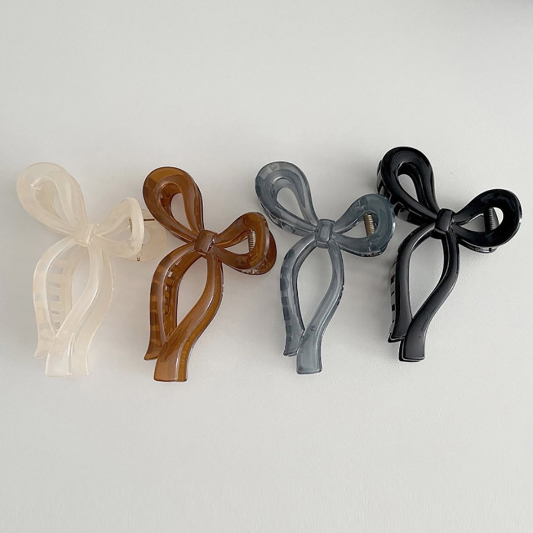 Translucent acrylic ribbon large mat clear wedding party hairclip - 发饰 - 塑料 咖啡色