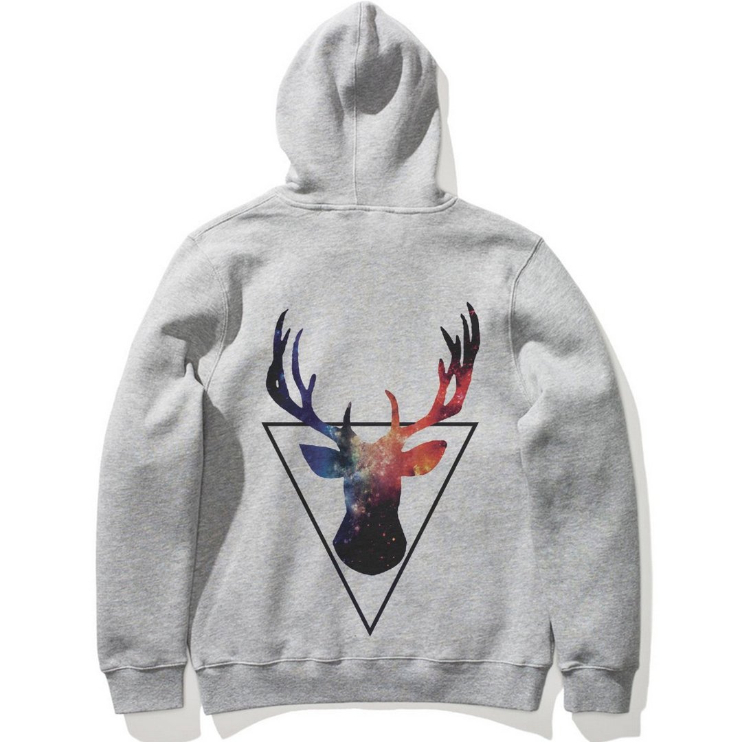Triangle Deer【现货】长袖刷毛连帽T 2色 三角形 鹿 胡须 动物 - 中性连帽卫衣/T 恤 - 棉 多色