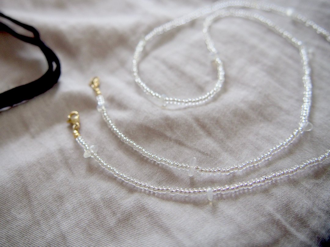 Opal Bead Mask Strap Scorpion Bead Mask Chain - 挂绳/吊绳 - 其他材质 透明