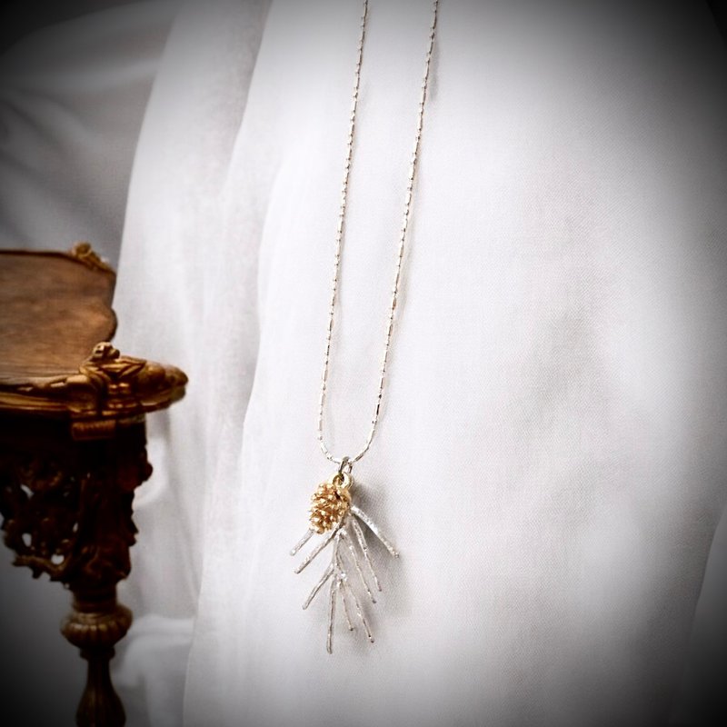 C&W 森系小清新可爱小松果秋冬冷杉不规则吊坠气质项链 - 项链 - 纯银 银色