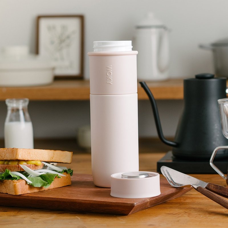 WOKY 沃厨 -JIN真瓷系列 时尚简约陶瓷保温瓶450ML-粉色 - 保温瓶/保温杯 - 陶 粉红色