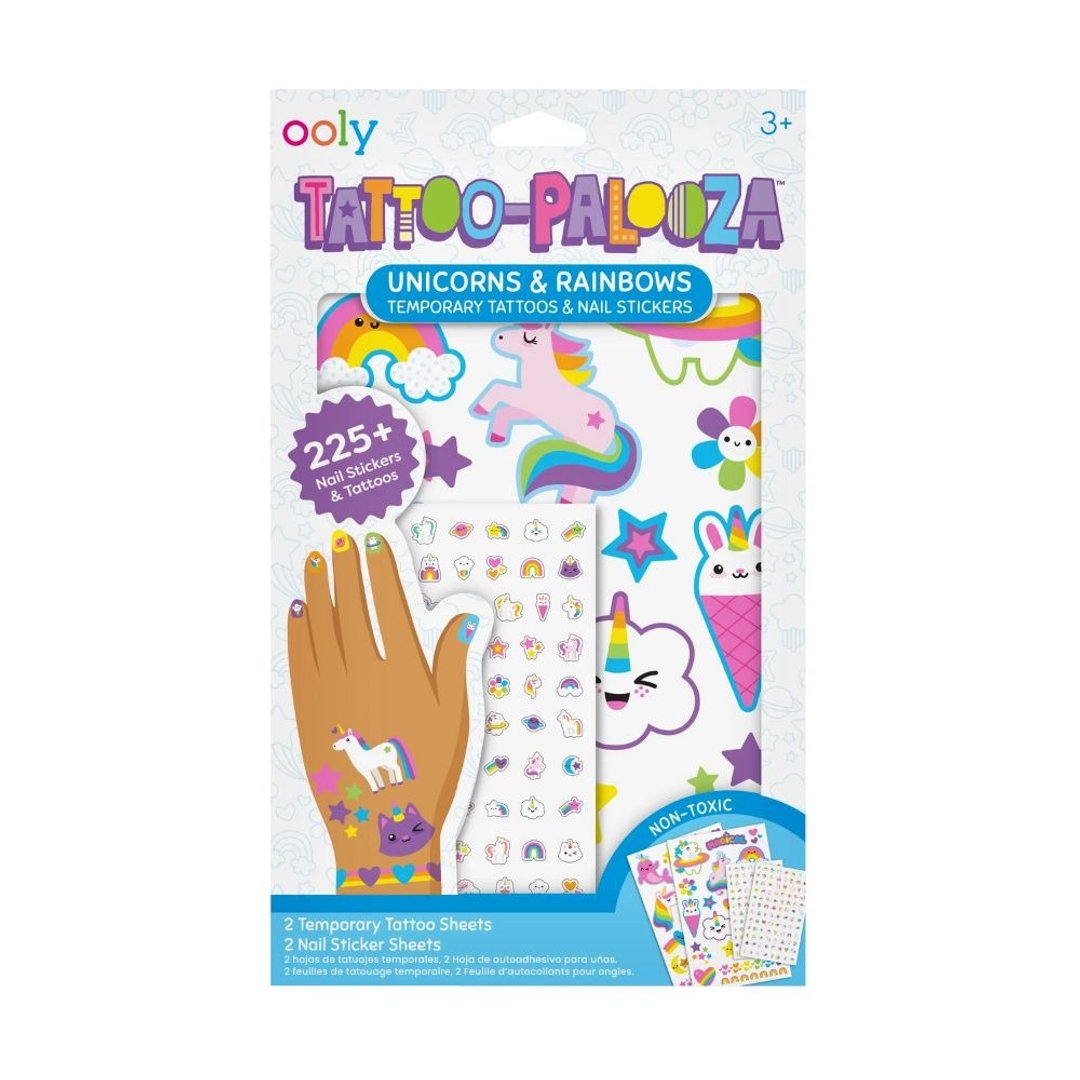【美国OOLY】Tattoo Palooza 儿童纹身指甲贴纸-独角兽与彩虹 - 玩具/玩偶 - 塑料 多色
