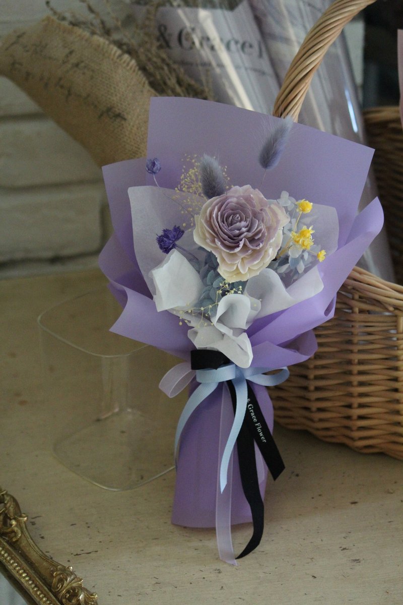 【紫色索拉小花束】生日花礼/节日送礼/永生花 - 干燥花/捧花 - 植物．花 紫色