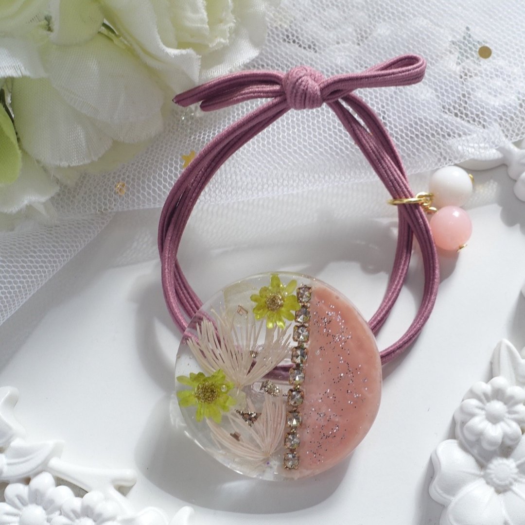 原创手工 干燥花 发圈 橡筋 滴胶 树脂 Resin Hair Accessory - 发饰 - 其他材质 