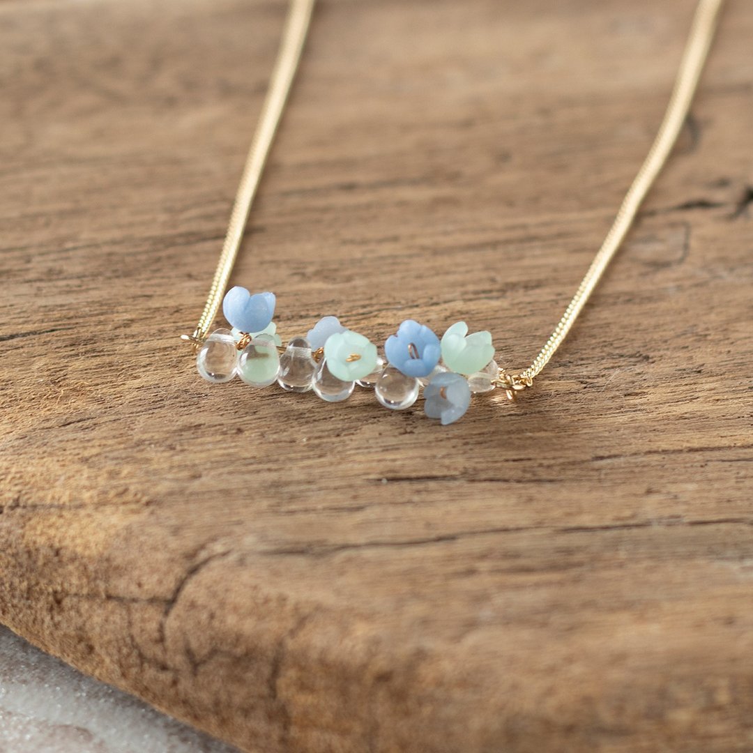 滴和花 项链 / 蓝色 - 项链 - 粘土 蓝色