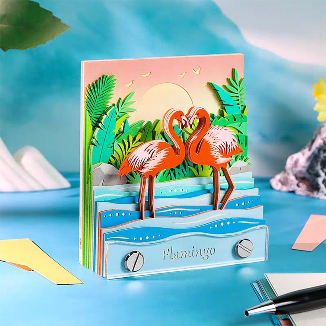 立体纸雕便签 / Flamingo火烈鸟 / 便签 / 书签 / 摆饰 - 便条纸/标签贴 - 纸 