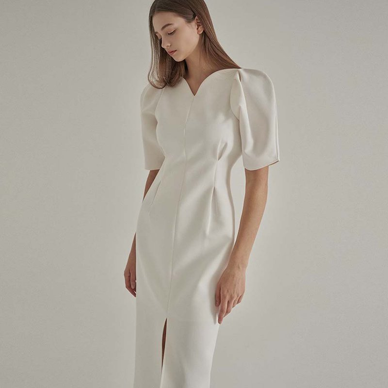 RENE韩国制缎面修身轻婚纱 婚礼洋装连身裙 - 晚装/礼服 - 聚酯纤维 