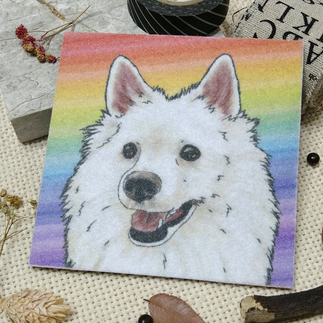 狐狸犬-不织布杯垫-吸水杯垫~彩虹晕染 - 杯垫 - 聚酯纤维 
