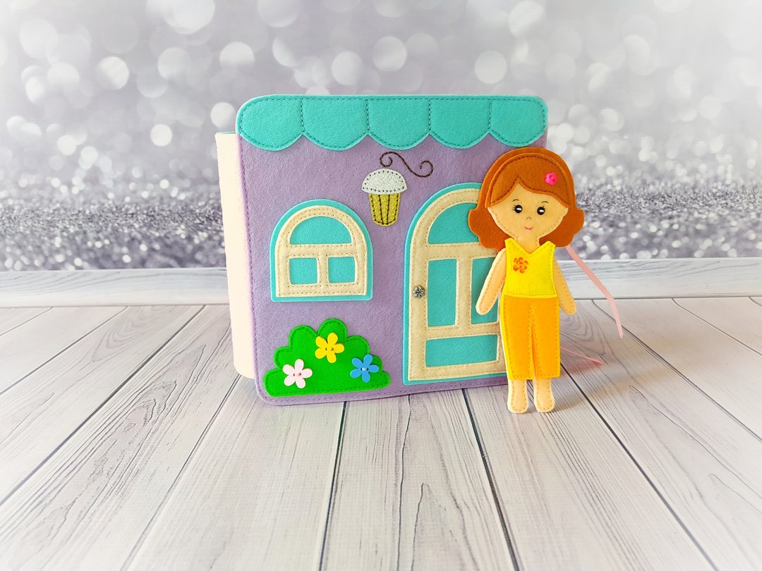 Dollhouse quiet book for girl with 4 room - kitchen, bedroom, wardrobe, bathroom - 玩具/玩偶 - 其他材质 