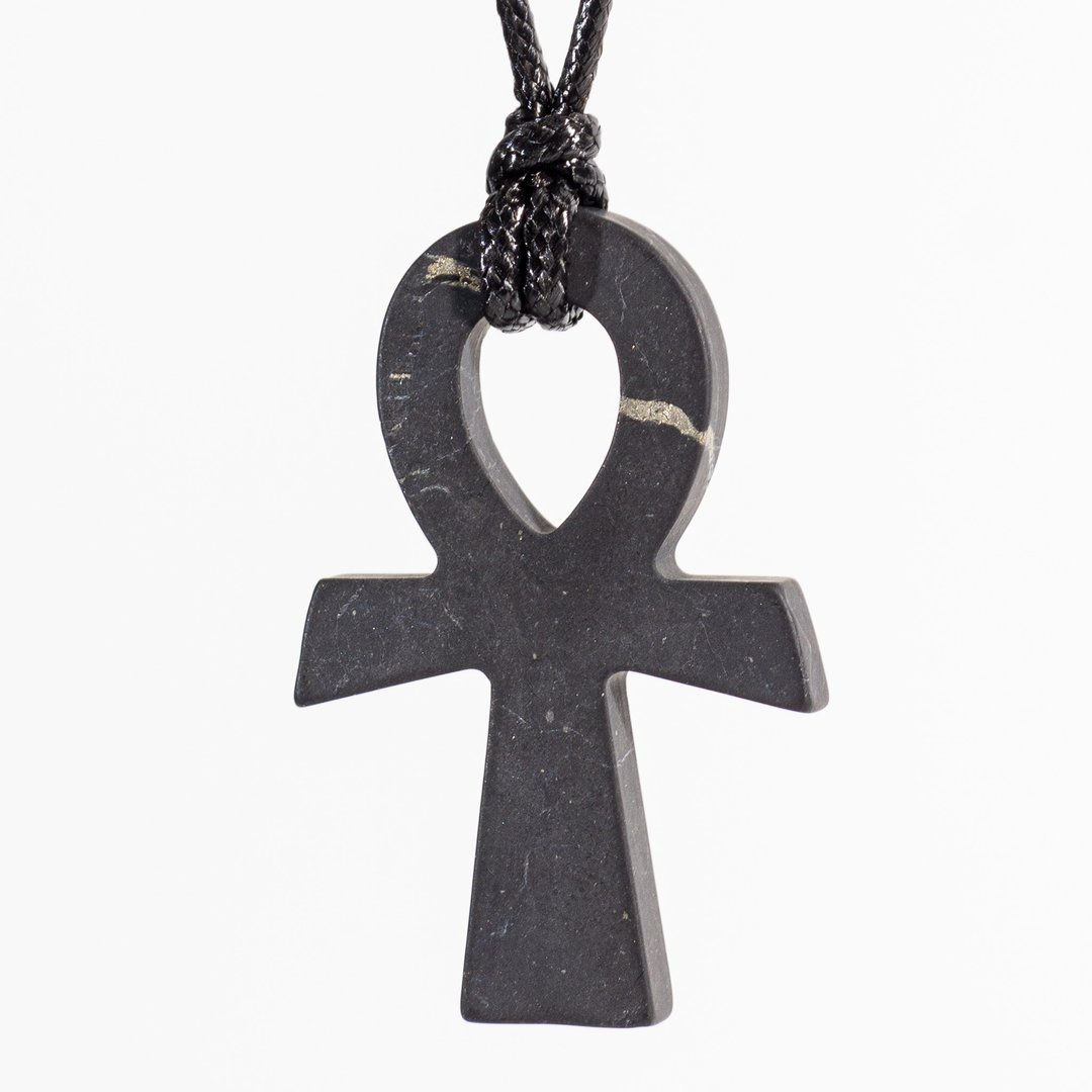Ankh 十字架 – 生命之钥坠饰 - 项链 - 石头 黑色