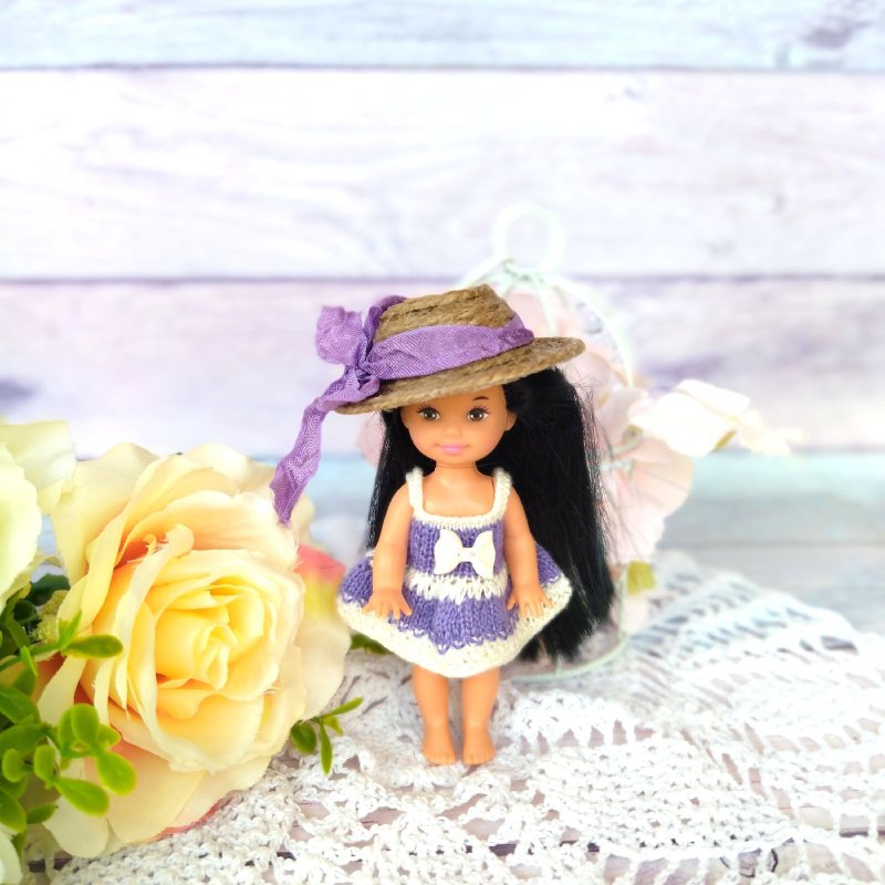 Kelly doll clothes - miniature sundress for Shelly doll - 玩具/玩偶 - 羊毛 多色