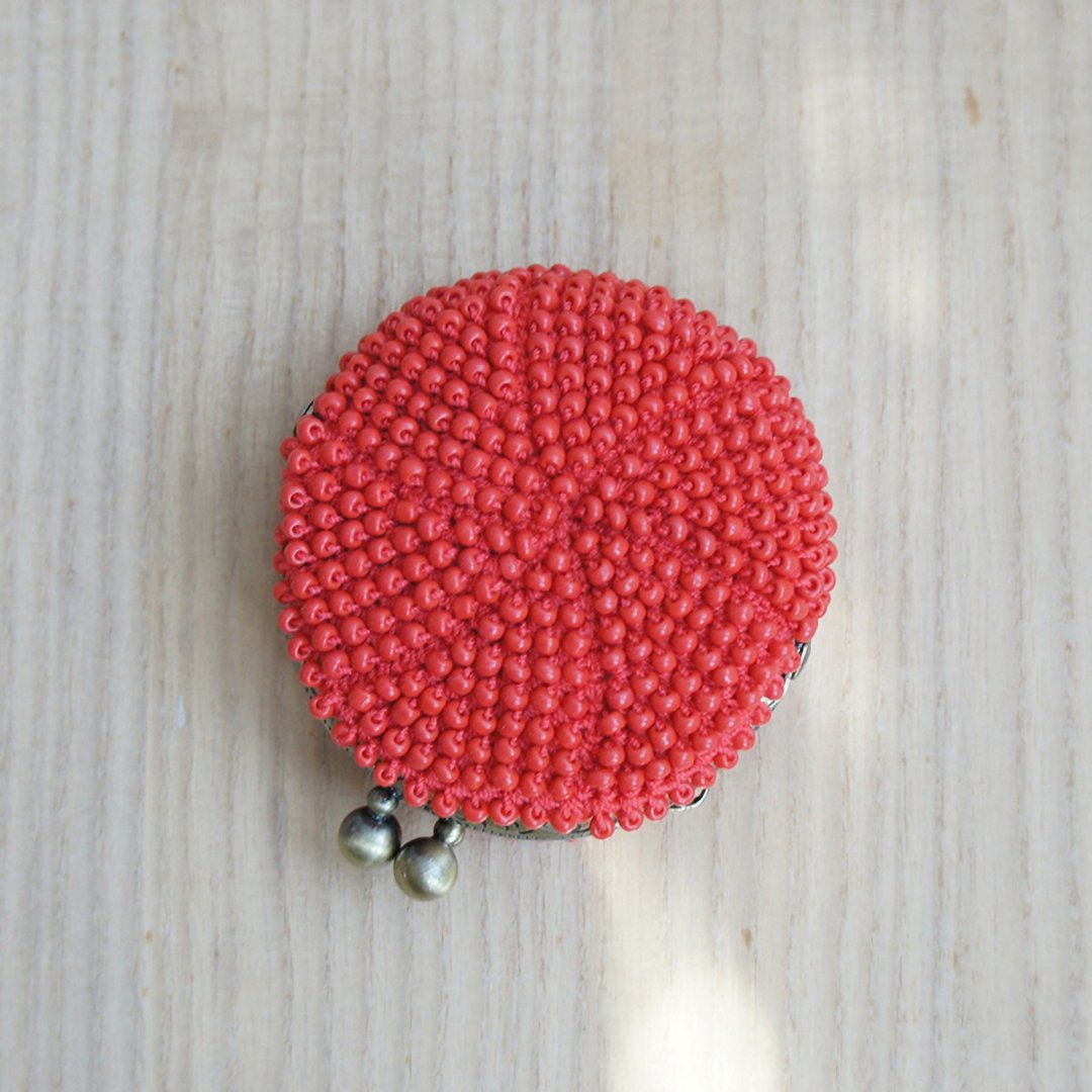 Ba-ba handmade Beads crochet round coincase No.1432 - 零钱包 - 其他材质 红色