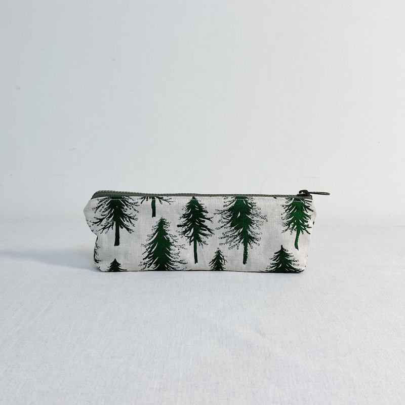 现货唯一绝版手作森林笔袋收纳袋 - 铅笔盒/笔袋 - 棉．麻 绿色