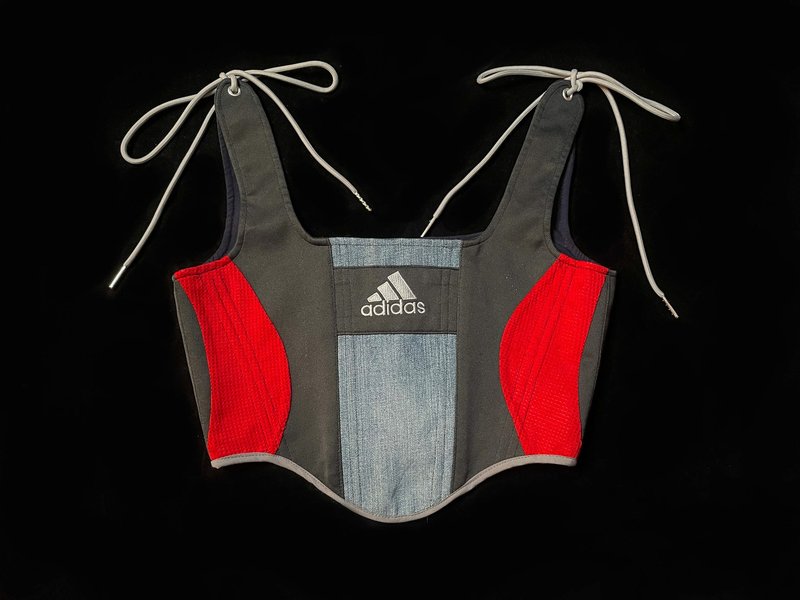 REGETHER 古着改制 sportswear 绑带马甲-Adidas - 女装背心 - 棉．麻 蓝色