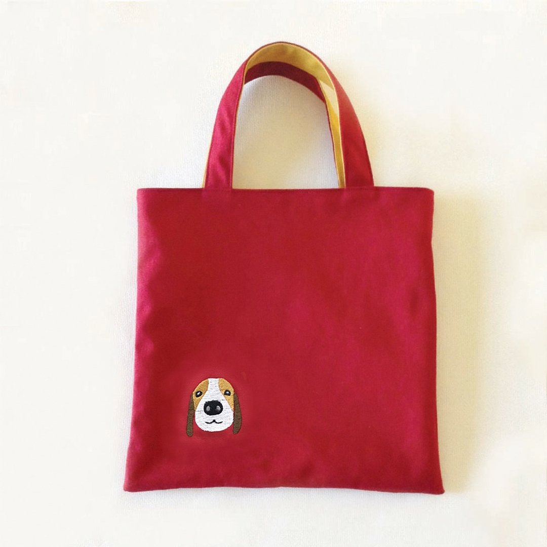 米格鲁-/Tote Double Mini- Beagle/帆布托特包/刺绣/玩具袋 - 手提包/手提袋 - 棉 多色