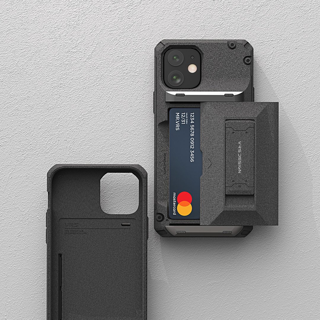 VRS Design | iPhone 12 Damda G-Hybrid 支架手机壳 - 砾石 - 手机壳/手机套 - 石头 黑色